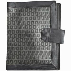 Vintage Fendi Black & Pewter Passport Holder Wallet